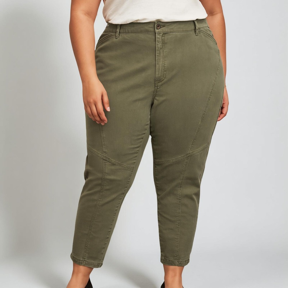 Catherines Pants Comfort Waist‎ Stretch Casual Neutral Olive Green Plus Size 4X